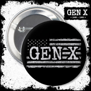 Bóton Redondo 5.08cm Geração X American Flag Orud Gen Xer Gen X