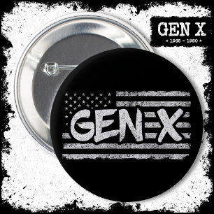 Bóton Redondo 5.08cm Geração X American Flag Orud Gen Xer Gen X