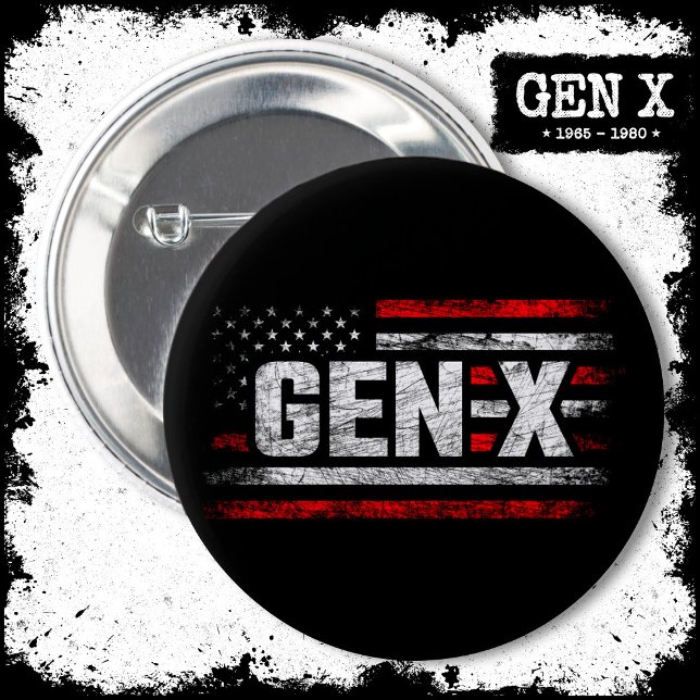 Bóton Redondo 5.08cm Geração X Gen Xer Gen X American Flag Gen X (Criador carregado)
