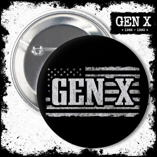 Bóton Redondo 5.08cm Geração X Gen Xer Orud American Flag Gen X