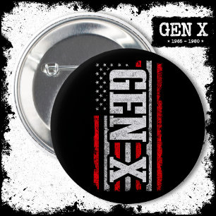 Bóton Redondo 5.08cm Geração X Gen Xer Orud American Flag Gen X