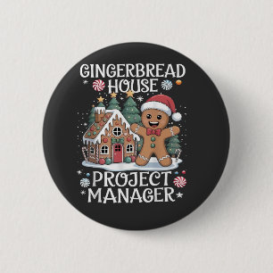 Bóton Redondo 5.08cm Gerente de Projeto de Casa de Gingerbread Natal Di