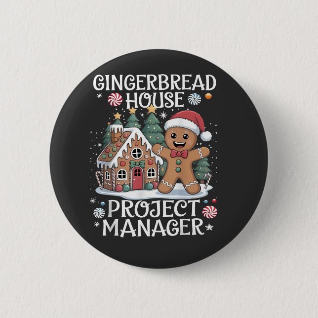 Bóton Redondo 5.08cm Gerente de Projeto de Casa de Gingerbread Natal Di (Frente)