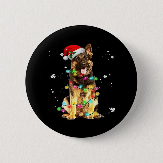 Bóton Redondo 5.08cm German shepherd Cão Árvore Natal Doce Xmas Do (Frente)