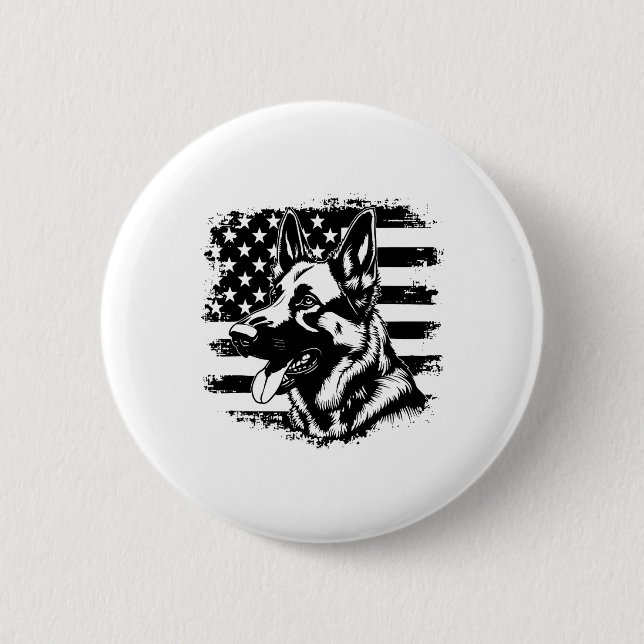 Bóton Redondo 5.08cm German shepherd Dos Eua Flag Sungles Patriotic 4th (Frente)