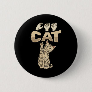 Bóton Redondo 5.08cm Gesto de mão de gato Ily Asl Perda Auditiva Surdez
