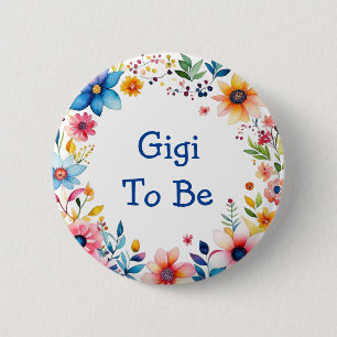 Bóton Redondo 5.08cm Gigi para ser cor-de-rosa e Chá de fraldas azul
