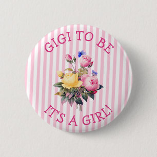 Bóton Redondo 5.08cm GIGI para ser o botão de Chá de fraldas Floral Ros