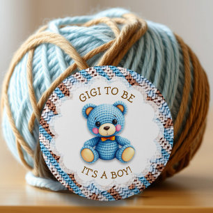 Bóton Redondo 5.08cm Gigi To Be Urso de Crochê Churrasco de Bebê