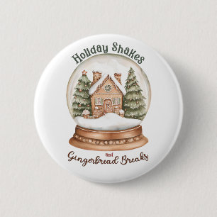 Bóton Redondo 5.08cm Gingerbird House Natal Snow Globe