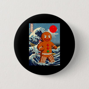 Bóton Redondo 5.08cm Gingerbread-zilla Arte Japonês Vintage Engraçado N