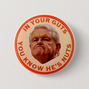 Bóton Redondo 5.08cm Gingrich-em SUA ENTRANHAS VOCÊ SABE que é LOUCOS