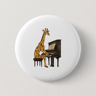 Bóton Redondo 5.08cm Girafa Bonita Tocando Piano Girafas Músicas