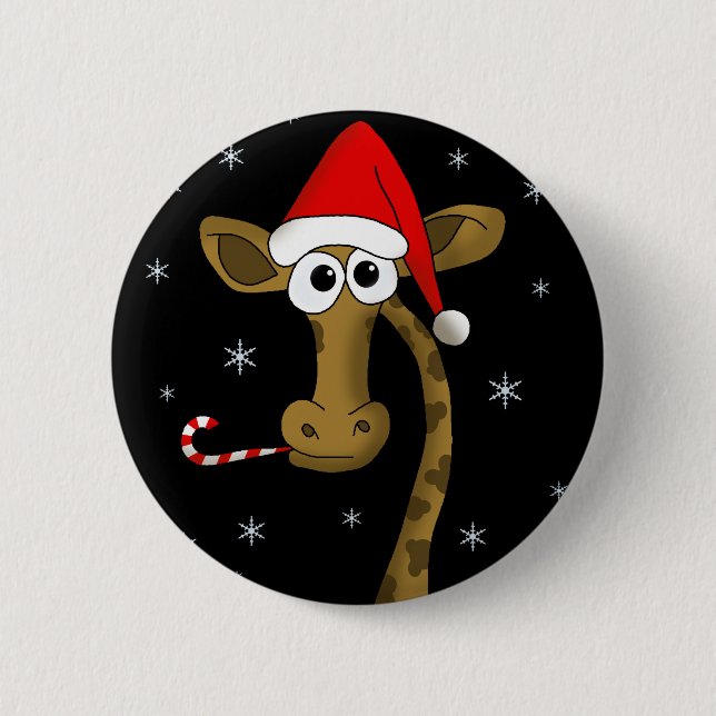 Bóton Redondo 5.08cm Girafa de Natal (Frente)