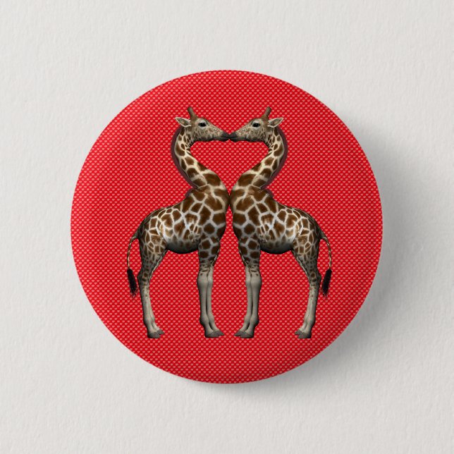 Bóton Redondo 5.08cm Girafas Apaixonadas (Frente)