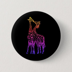 Bóton Redondo 5.08cm Girafas Beijam Crachá Arredondado Colorido