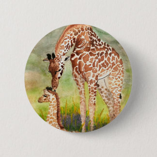Bóton Redondo 5.08cm Girafas da mãe e do bebê
