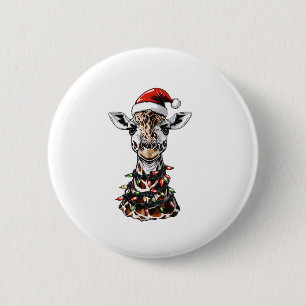 Bóton Redondo 5.08cm Giraffe Christmas Hat Xmas