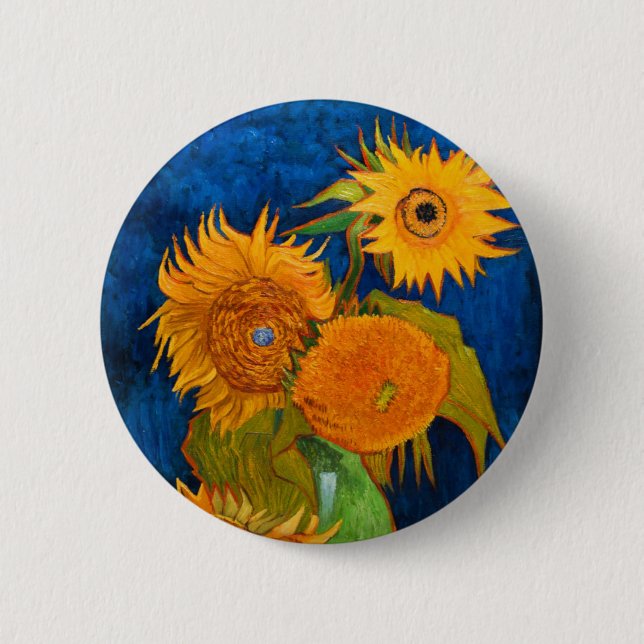 Bóton Redondo 5.08cm Girasóis de Van Gogh (Frente)