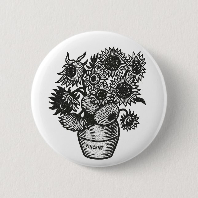 Bóton Redondo 5.08cm Girassóis de Van Gogh (Frente)