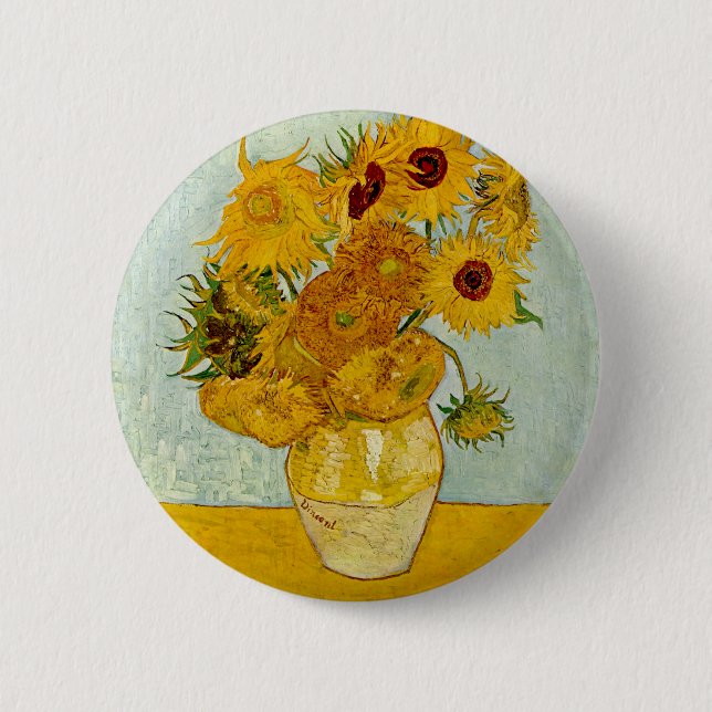 Bóton Redondo 5.08cm Girassóis de Vincent Van Gogh (Frente)