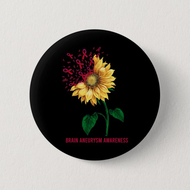 Bóton Redondo 5.08cm Girassol de Conscientização de Aneurisma (Frente)