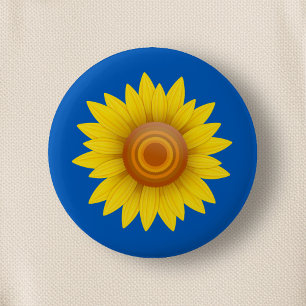 Bóton Redondo 5.08cm Girassol em Azul