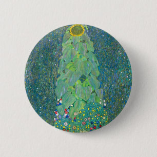 Bóton Redondo 5.08cm Girassol por Klimt, Arte Floral Vintage Art Nouvea