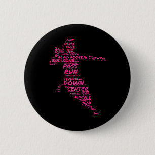 Bóton Redondo 5.08cm Girls Flag Football Player Word Art Typografia