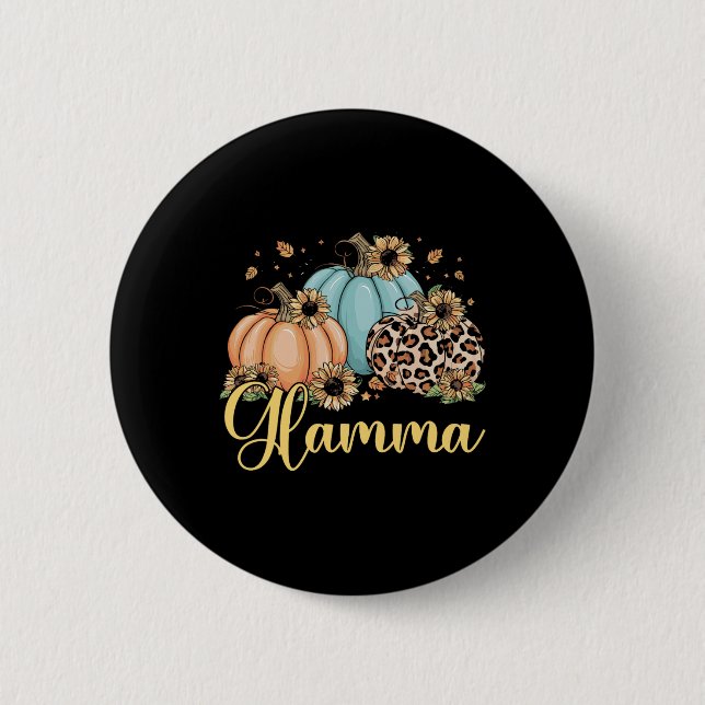 Bóton Redondo 5.08cm Glamma Leopard Pumpkin Mulheres Ação de Graças Que (Frente)
