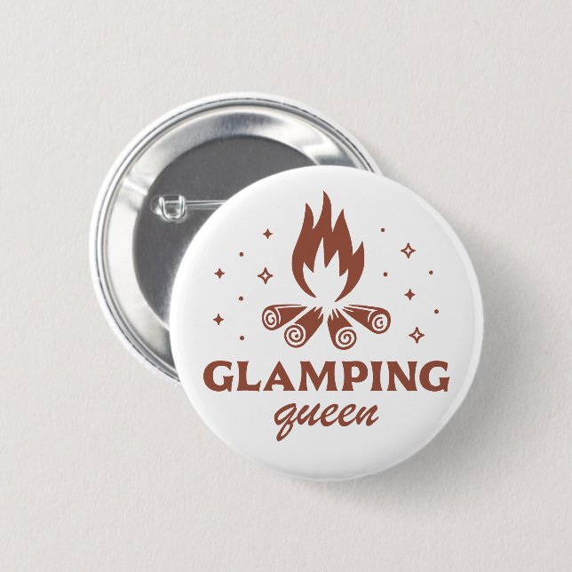 Bóton Redondo 5.08cm Glamping rainha acampamento engraçado (Frente & Verso)