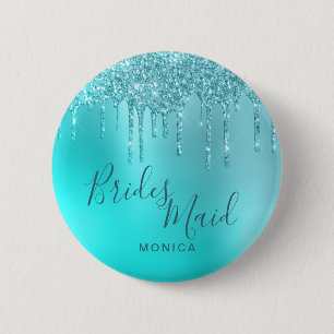 Bóton Redondo 5.08cm Glitter da menta Elegante goteja de damasco