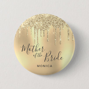 Bóton Redondo 5.08cm Glitter de ouro legante pega a mãe da noiva