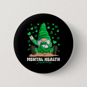 Bóton Redondo 5.08cm Gnome da Fita Verde do Mês de Conscientização da S