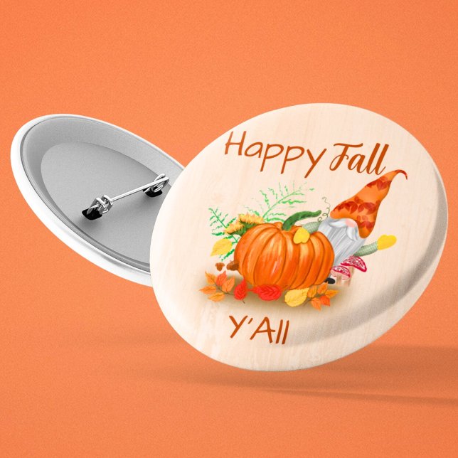 Bóton Redondo 5.08cm Gnomo de outono giro em abóbora (Criador carregado)