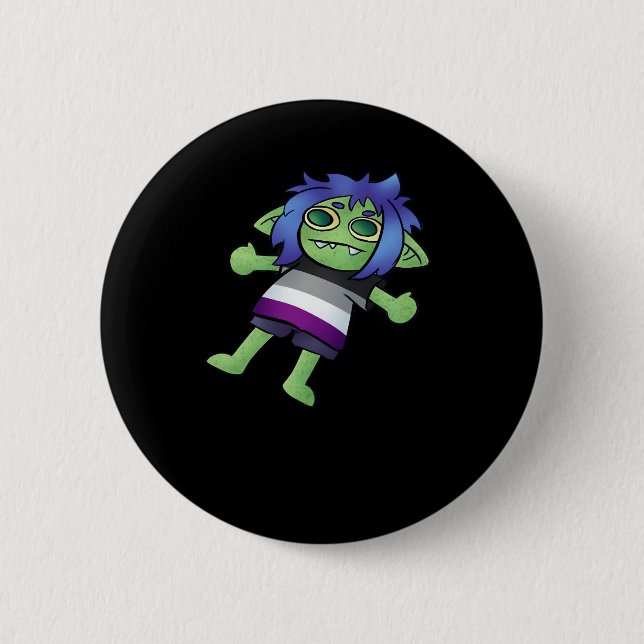 Bóton Redondo 5.08cm Goblincore Asexual Pride Goblin Classic (Frente)