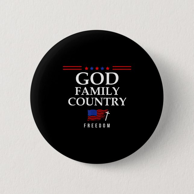 Bóton Redondo 5.08cm God Family Country Us Flag Christian Saying Dom Je (Frente)