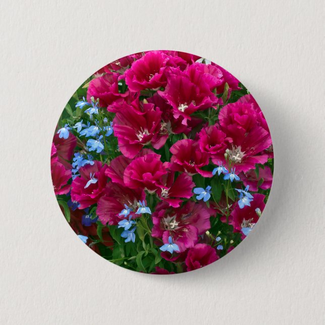 Bóton Redondo 5.08cm Godetia E Lobelia Pin (Frente)