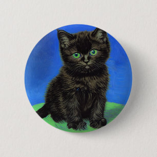 Bóton Redondo 5.08cm Gogh Style Black Kitten