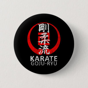 Bóton Redondo 5.08cm Goju Ryu Karate Símbolo Kanji Japão Arte Marcial V