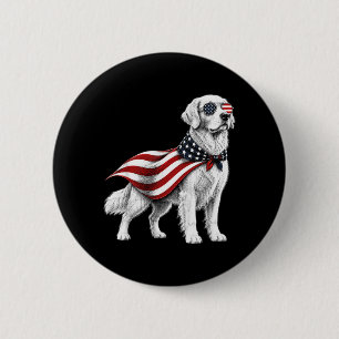 Bóton Redondo 5.08cm Golden Retriever 4 De Julho Bandeira Americana Cac