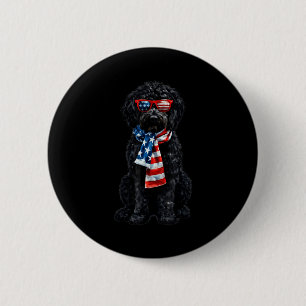Bóton Redondo 5.08cm Goldendoodle 4 de julho patriótico preto dourado