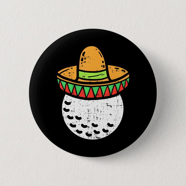 Bóton Redondo 5.08cm Golf Ball Sombrero Cinco De Mayo Golfer mexicano (Frente)