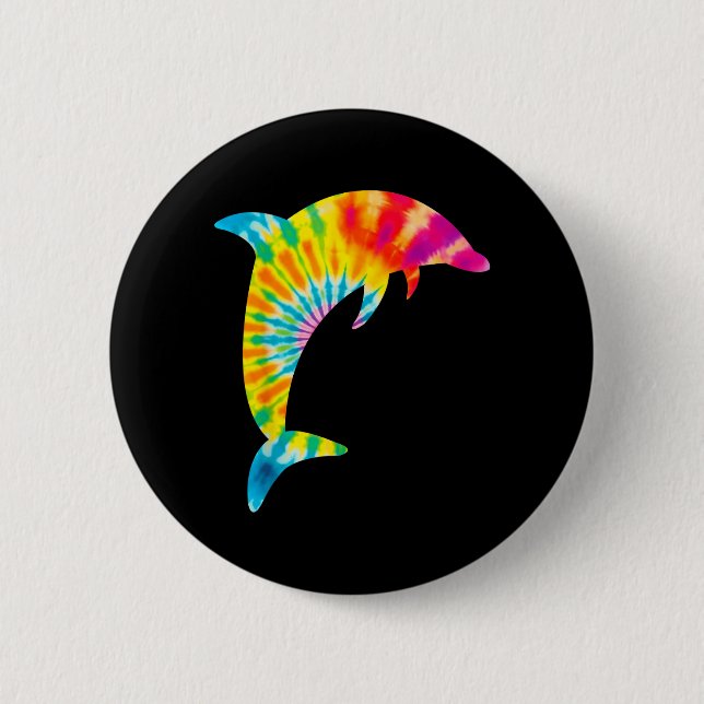 Bóton Redondo 5.08cm Golfinho Tie Dye (Frente)