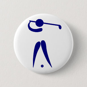 Bóton Redondo 5.08cm Golfista Azul Branco Esportes, adicione texto e co