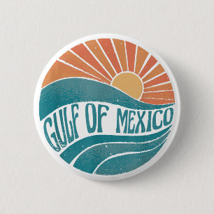 Bóton Redondo 5.08cm Golfo do México Est 1550 Retro Praia Golfo do Méxi