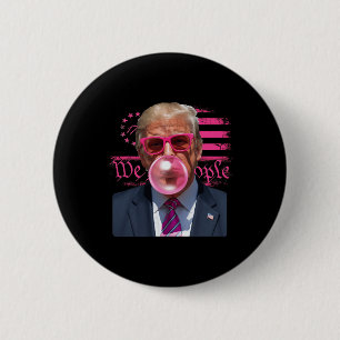 Bóton Redondo 5.08cm Goma de Mascar Rosa Engraçada Donald Trump 4 de Ju