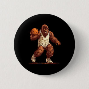 Bóton Redondo 5.08cm Gorila Jogando Basquete Divertido Gorila Basquete