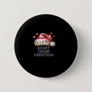 Bóton Redondo 5.08cm Gorra de Papai Noel Festivo Natal Alegre Trump
