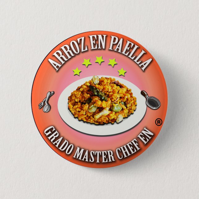 Bóton Redondo 5.08cm Grado Master Chef en Arroz en Paella (Frente)